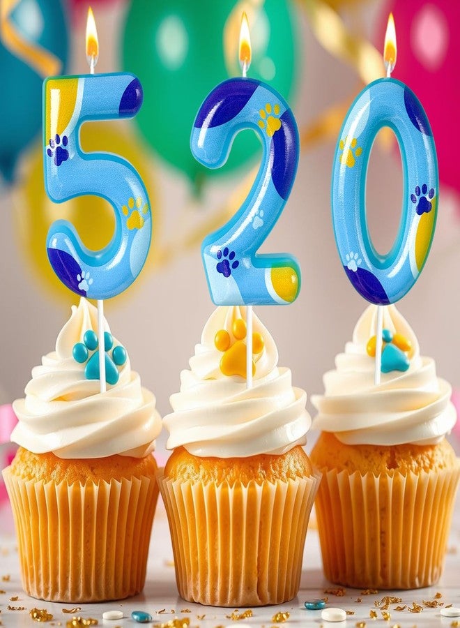 WQINX Blue Dog Paw Candle Birthday Cake Candle Dog Paw Birthday Candle Cupcake Decoration Suitable for Boys and Girls Birthday Decoration (Number 5) - Image 5